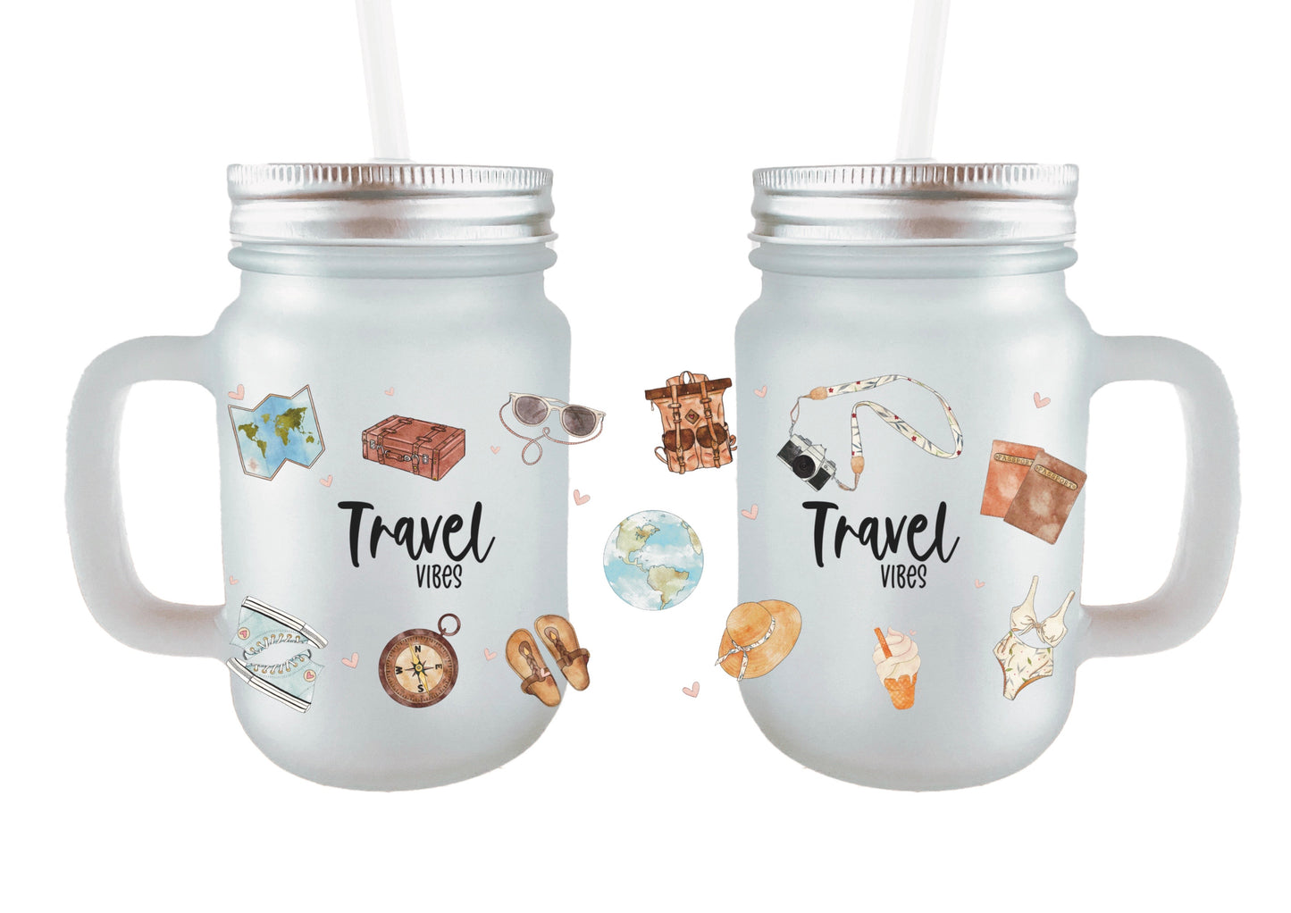 Henkelglas Sublimation, Druckvorlage Sublimation, Sublimations-Datei, Travel vibes SVG